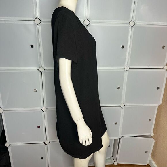 Lulus Shift and Shout Black Shift Dress Size Large Short Sleeve Gold Zipper - Picture 10 of 10